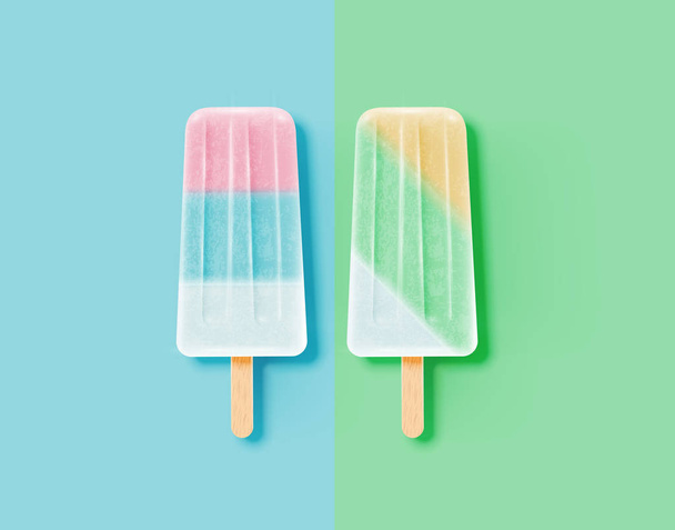 Realistic icecream bars, divided background, vector illustration - Vetor, Imagem