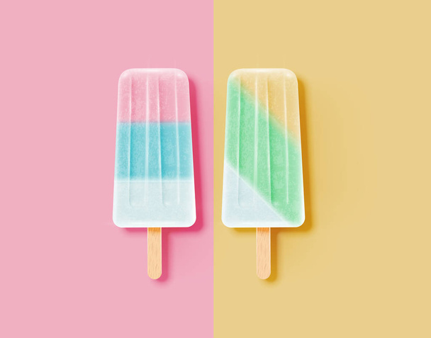 Realistic icecream bars, divided background, vector illustration - Vector, afbeelding