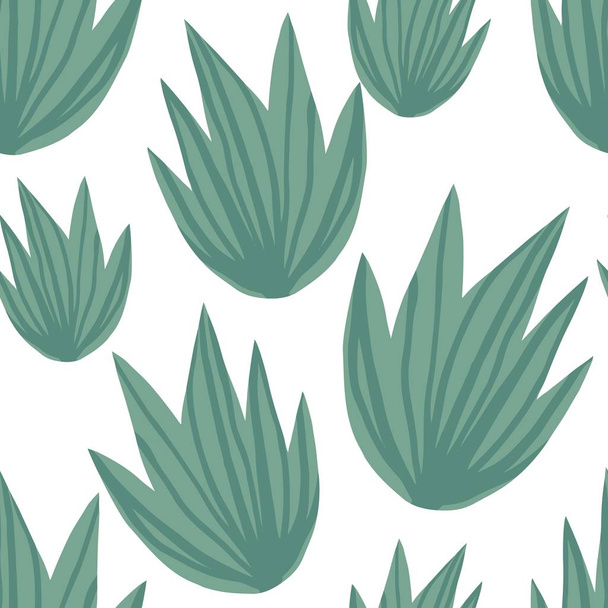 Patrón simple de hojas verdes tropicales sin costura. Diseño de verano para tela
 - Vector, Imagen