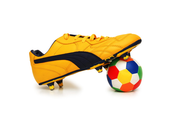 Football boot and ball isolated - Φωτογραφία, εικόνα