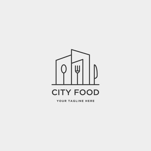 cidade alimentos equipamentos simples logotipo plana design vetor ilustração
 - Vetor, Imagem