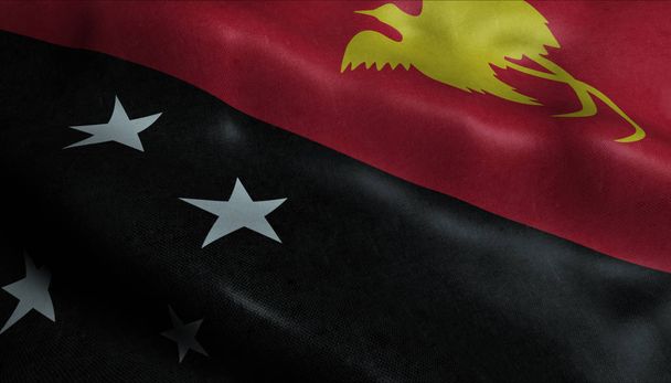 Papua-Neuguinea schwenkt Flagge in 3D - Foto, Bild