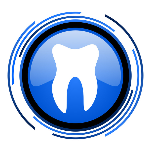 tooth circle blue glossy icon - Foto, immagini