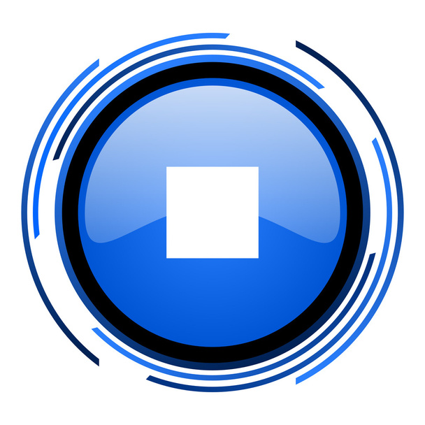 stop circle blue glossy icon - Foto, Imagen