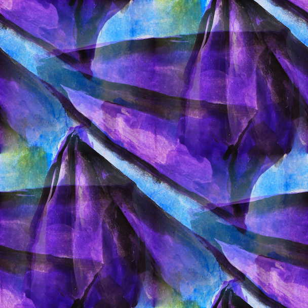 シームレスなキュービズム紫、青抽象芸術ピカソ テクスチャ waterc - 写真・画像