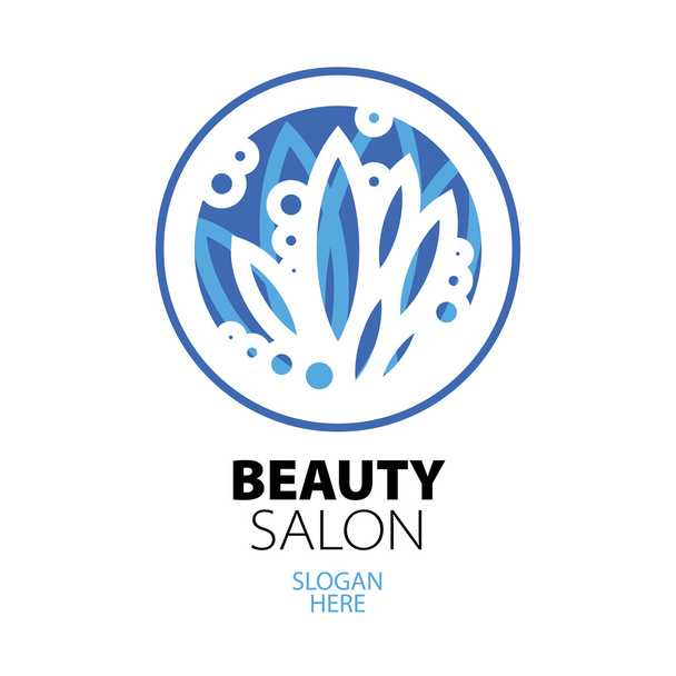 blauwe bal van bladeren logo voor beauty salon - Vector, afbeelding