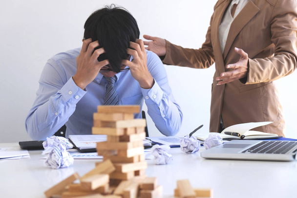 Blaming business concept, Female executive manager blaming emplo - 写真・画像