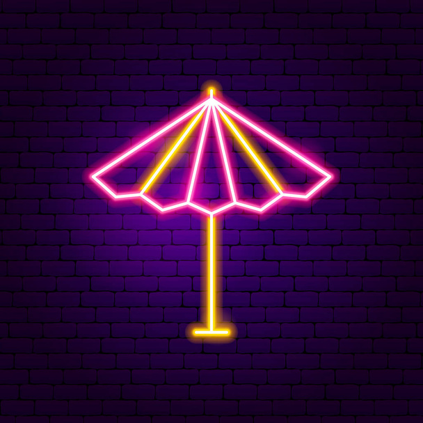 Sun parasol Neon label - Vector, afbeelding