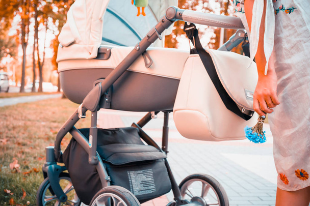 mother over a stroller - Fotoğraf, Görsel