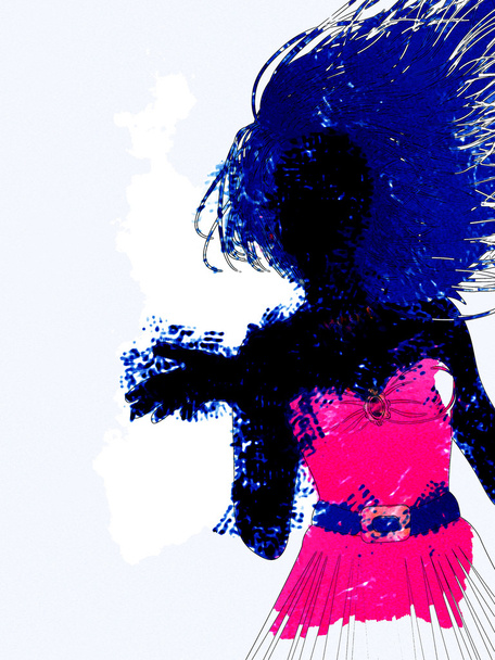 Sziluettjét akvarell lány - Fotó, kép