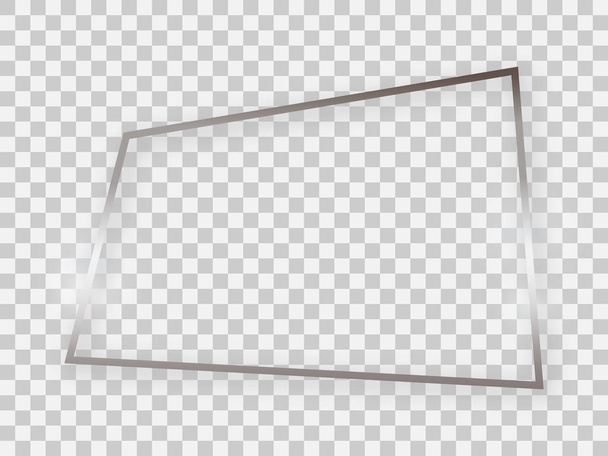 Ezüst fényes téglalap alakú keret - Vektor, kép