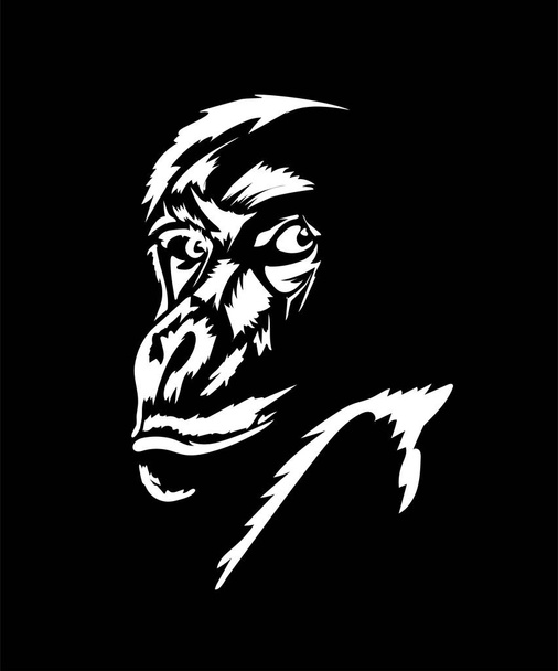 обезьяна смотрит из-под головы
 - Вектор,изображение