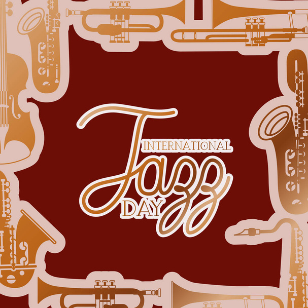 Jazz day poste with instruments background
 - Вектор,изображение