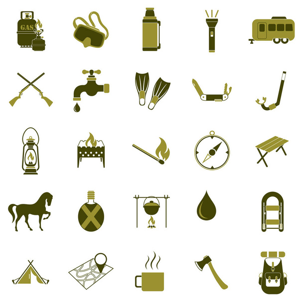 Set di icone di viaggio e attrezzatura da campeggio
 - Vettoriali, immagini