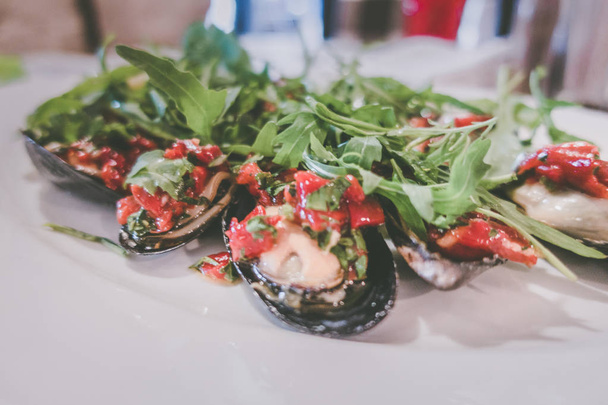 Baked mussels with pepper - Fotografie, Obrázek