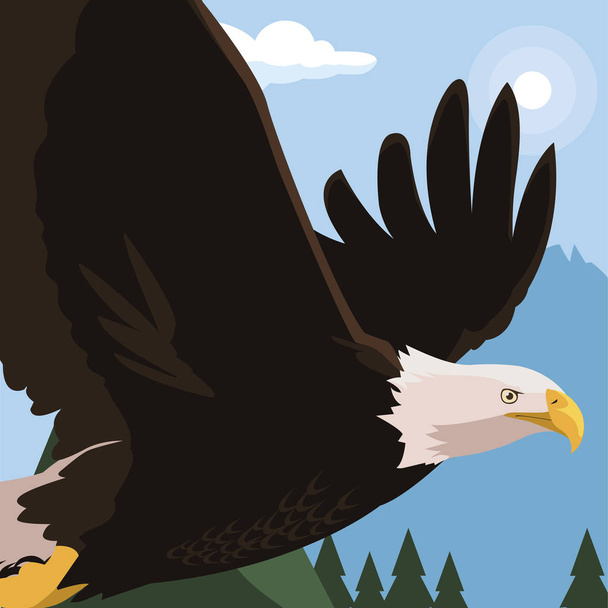 hermoso águila calva volando en el paisaje
 - Vector, Imagen