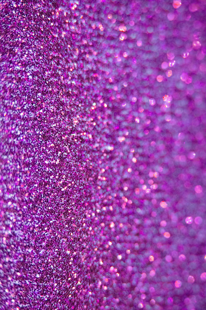 Close Up of Purple Glitter with Bokeh For Background - Foto, imagen