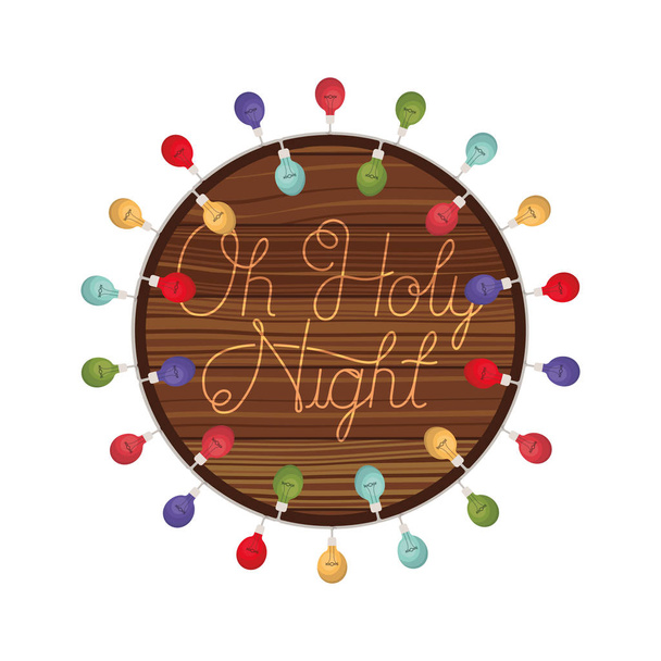 holy night in frame of wooden isolated icon - Vector, Image