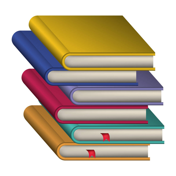 pile text books isolated icon - Vector, Image