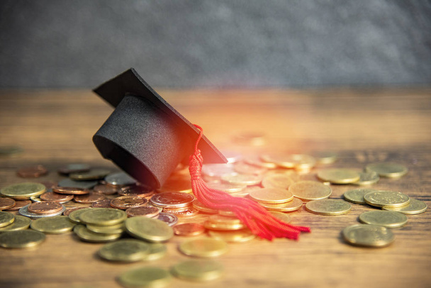 Scholarship for education concept with graduation cap on money c - Photo, Image