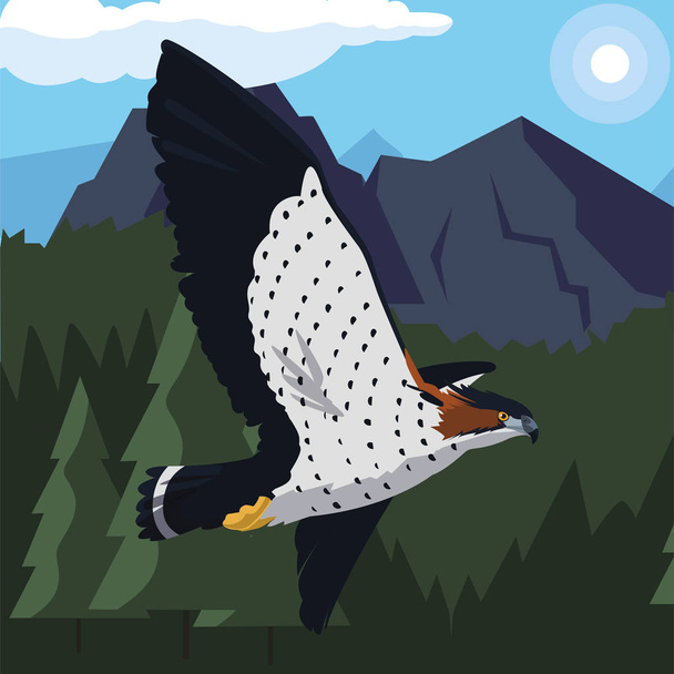mooie Hawk vliegende majestueuze vogel in het landschap - Vector, afbeelding
