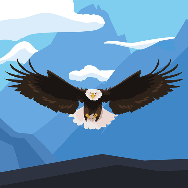 hermoso águila calva volando en el paisaje
 - Vector, imagen