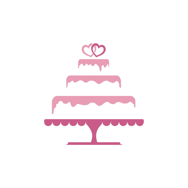 Édes Tiered Love esküvői torta logo sablon - Vektor, kép