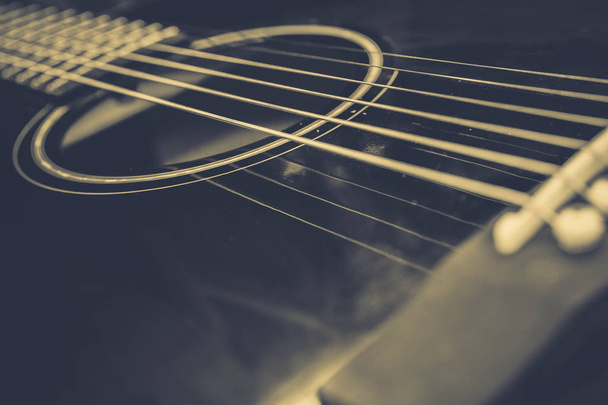 Acoustic guitar close up view - Fotoğraf, Görsel