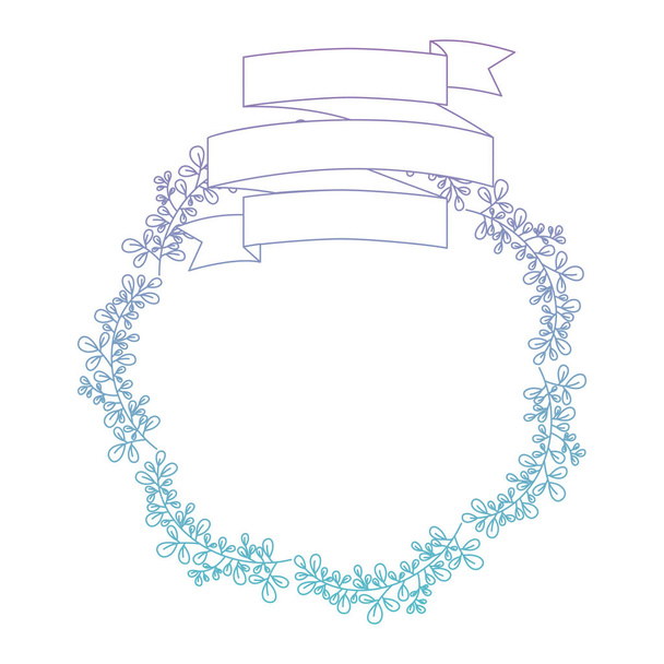 crown leafs and ribbon circular frame - Vector, Imagen