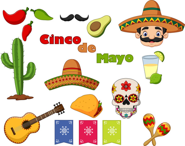 Illustration vectorielle de la collection d'éléments de design Cinco de Mayo
 - Vecteur, image