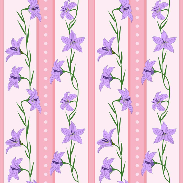 Pastel naadloze patroon-delicate bloemen Lila Campanulas op een roze achtergrond. EPS vector bestand geschikt voor het invullen van elk formulier. - Vector, afbeelding