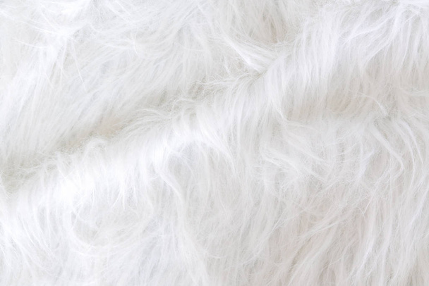 Close up white fur texture or carpet for background - Photo, Image