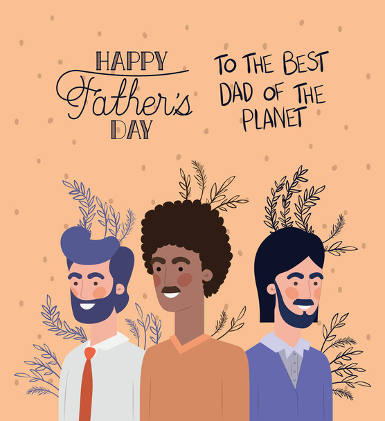boldog apa napi kártya a apukák és a levelek növény - Vektor, kép