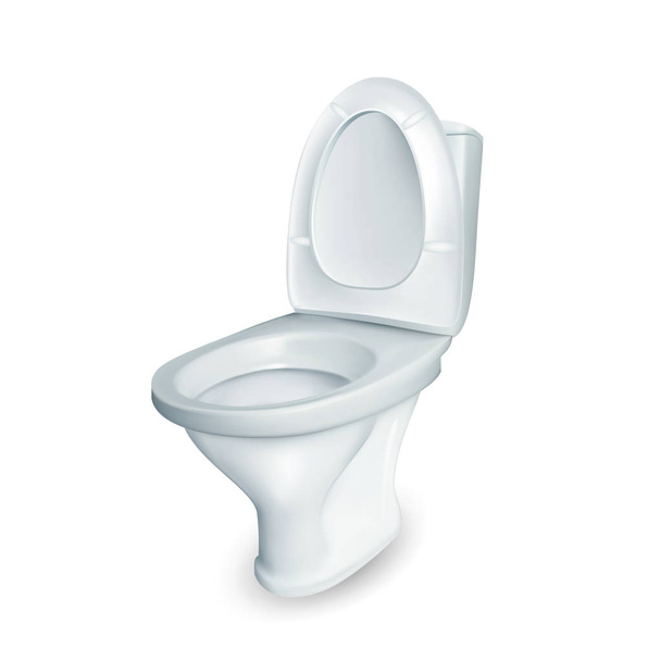 Realistic Restroom Ceramic Toilet Bowl Vector - Διάνυσμα, εικόνα