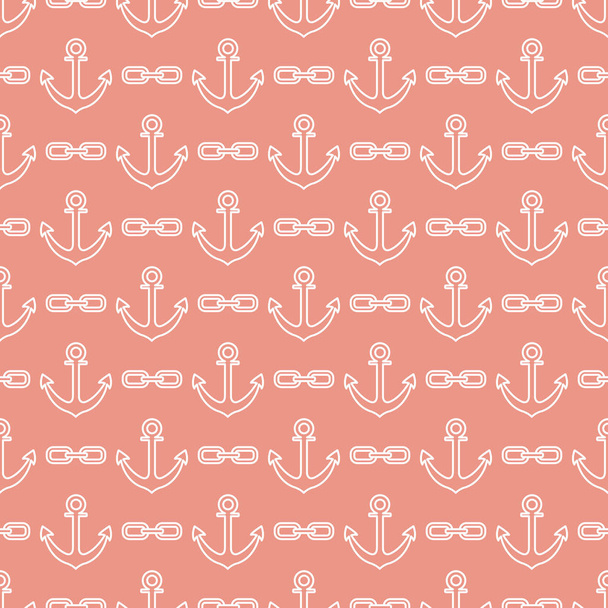 Seamless pattern with anchors and chains - Wektor, obraz