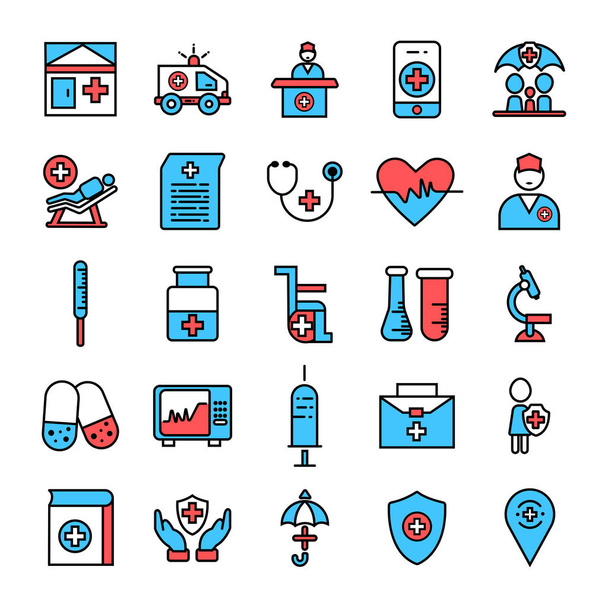 Gezondheidszorg en medische icon set-vector medische service iconen. - Vector, afbeelding