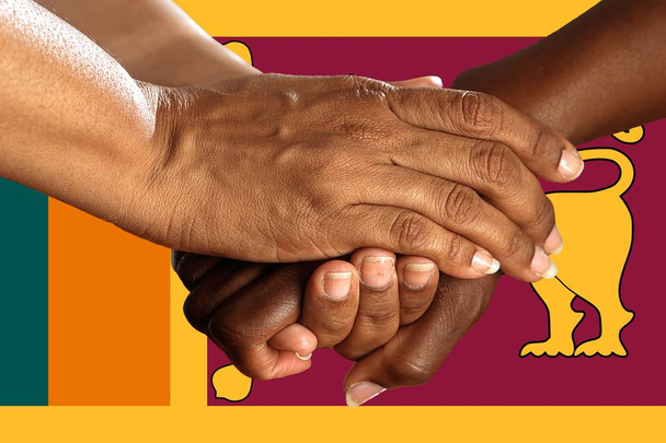 Sri Lankan lippu, monikulttuurisen nuorisoryhmän integrointi - Valokuva, kuva