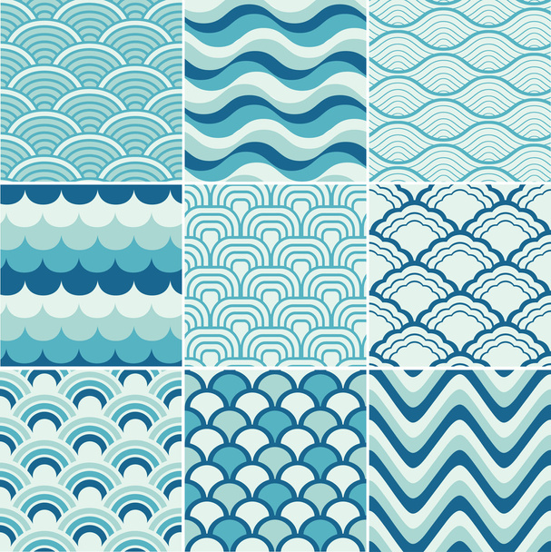シームレスなレトロな波のパターン印刷 - ベクター画像