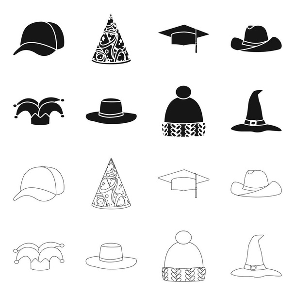 Isolated object of clothing and cap symbol. Collection of clothing and beret stock symbol for web. - Διάνυσμα, εικόνα