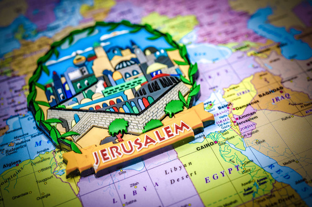 エルサレム地図の背景クローズアップ - 写真・画像