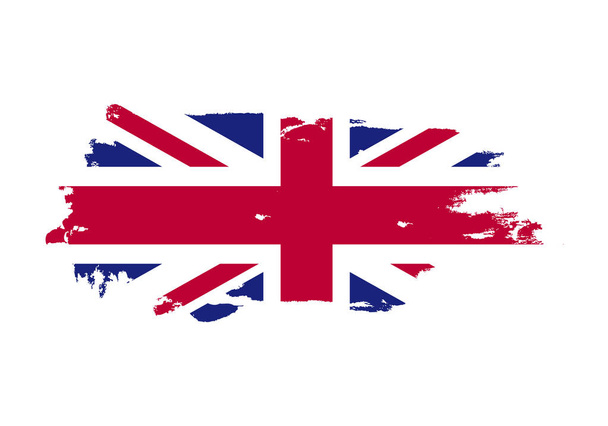 Grunge brush stroke with United Kingdom national flag. Watercolo - Vektor, Bild