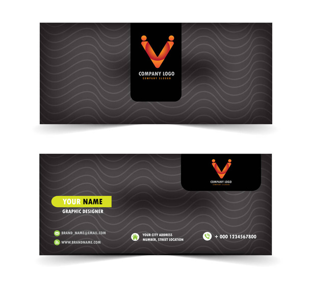 moderne schwarze Visitenkarte mit Wellenlinien-Hintergrund - Vektor, Bild