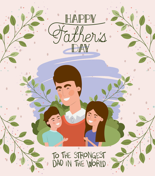 heureux père carte de jour avec papa et les enfants
 - Vecteur, image