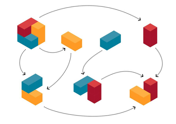 Cubes colorés abstraits en évolution
 - Vecteur, image