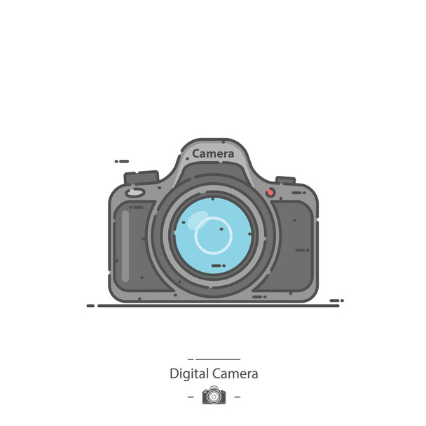 デジタル カメラ - ライン カラー アイコン - ベクター画像