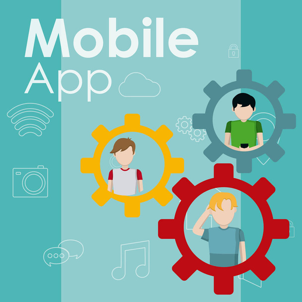 Mobilní aplikace technologie - Vektor, obrázek