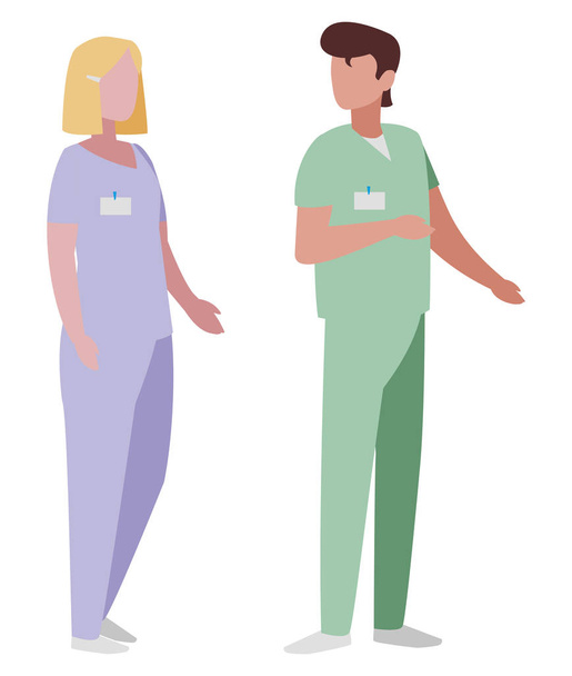 пара медицинских работников с однородными характерами
 - Вектор,изображение