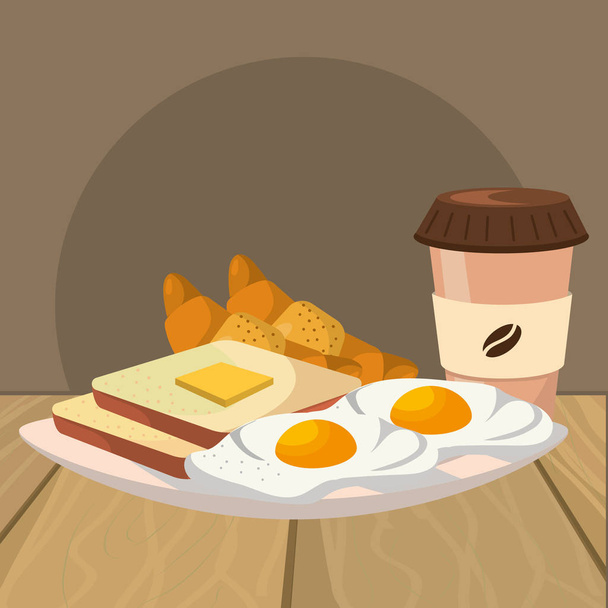 vynikající chutné snídaně kreslený - Vektor, obrázek