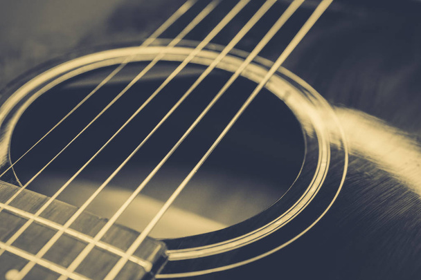 Ακουστική κιθάρα close up προβολή - Φωτογραφία, εικόνα