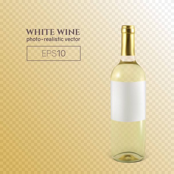 Botella fotorrealista de vino blanco sobre fondo transparente
 - Vector, imagen